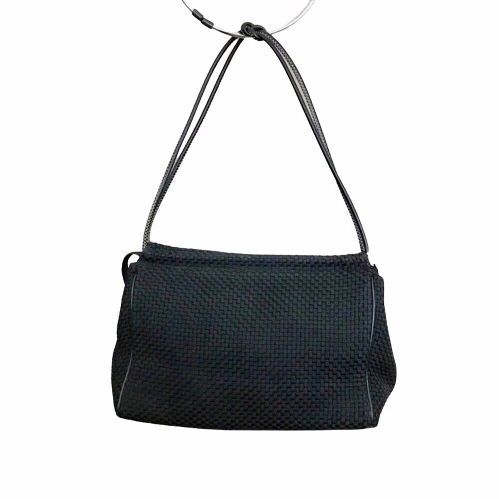 The Sak Black Shoulder Bag Woven Fabric Shoulder Purse